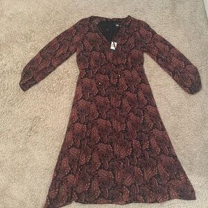 TOMMY HILFIGER Womens Black Tie Lined Balloon Sleeve Midi Sheath Dress 12